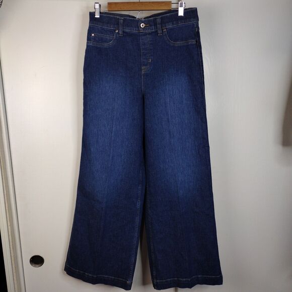 NEW Spanx Shape Original EveryWear Wide Leg Jeans Womens Size L Blue 21650R - Picture 2 of 13